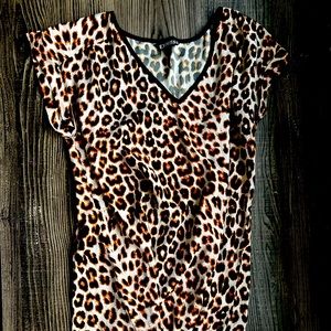 Cheetah Print Silky Short Sleeve Shirt
